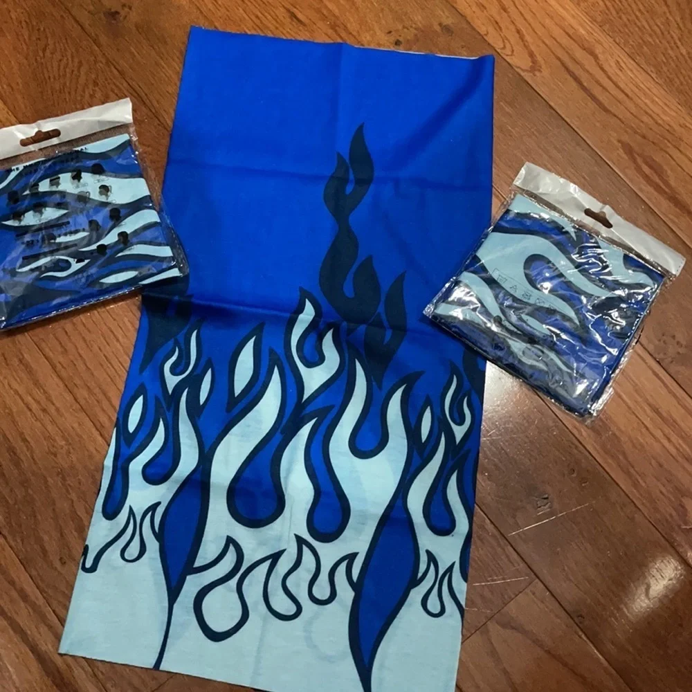 New set/3 blue flame long neck gaiters